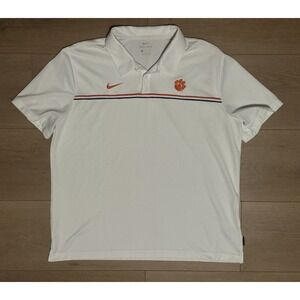 Clemson Tigers Nike Polo Mens White Orange Nike‎ Dri Fit On Field Stretch XL